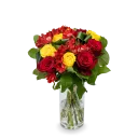 Kytice růží s alstromérií